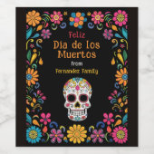 💀 🎉 Party Día de Muertos Weinetikett (Einzelnes Label)