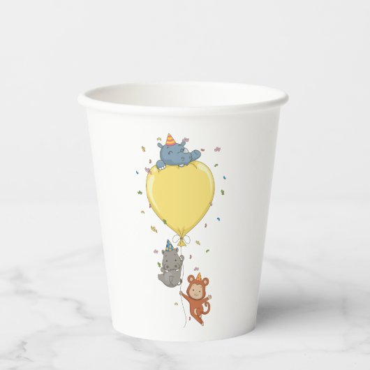 Party, die einen Ballon halten Pappbecher (Vorderseite)