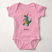 Party Dino Roar – Cute Birthday T-Shirt Design for Baby Strampler (Vorderseite)
