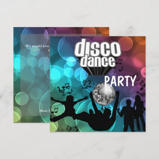 Party Disco Dance Retro Blauer Bubble Einladung (Vorne/Hinten)