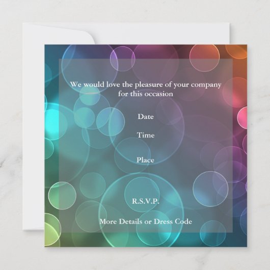 Party Disco Dance Retro Blauer Bubble Einladung (Rückseite)