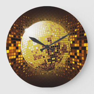 Party Disco: Vintage Leuchten. Große Wanduhr