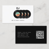 Party DJ Deejay Retro Vinyl Record QR Code Visitenkarte (Vorne/Hinten)