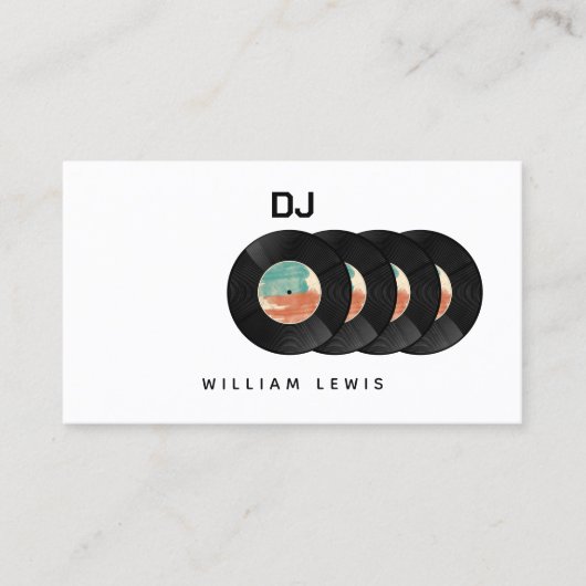 Party DJ Deejay Retro Vinyl Record QR Code Visitenkarte (Vorderseite)