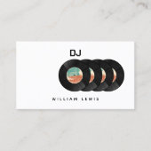 Party-DJ Deejay Retro-Vinyl-Schallplatte QR-Code  Visitenkarte (Vorderseite)