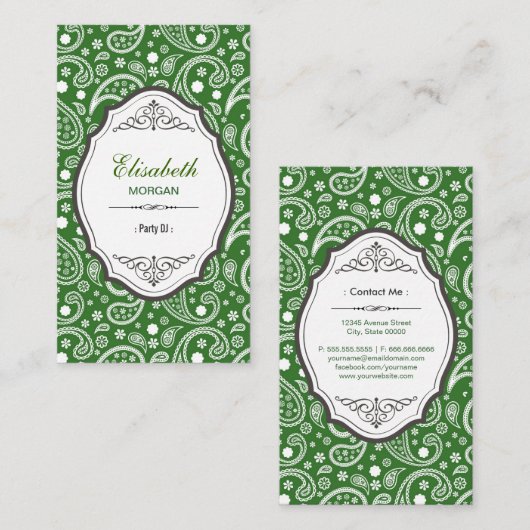 Party DJ - Retro Paisley Pattern Visitenkarte (Vorne/Hinten)