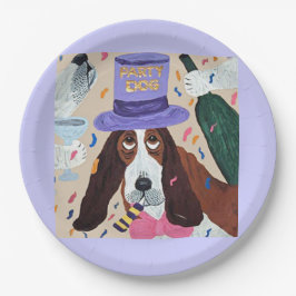 Party Dog Basset Hound Pappteller
