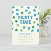 Party Dots Kindergeburtstag Einladung (Stehend Vorderseite)