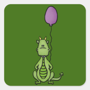Party Dragon Quadratischer Aufkleber