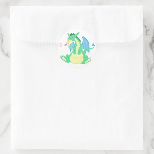 Party Dragon Runder Aufkleber (Tasche)