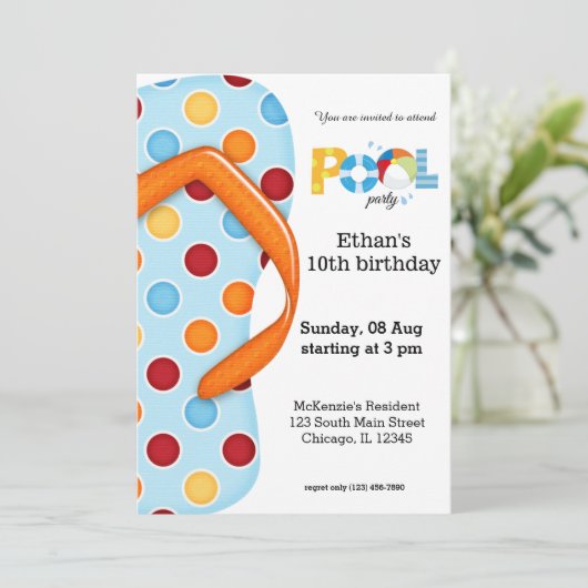 Party dreh Flop Pool Einladung (Stehend Vorderseite)