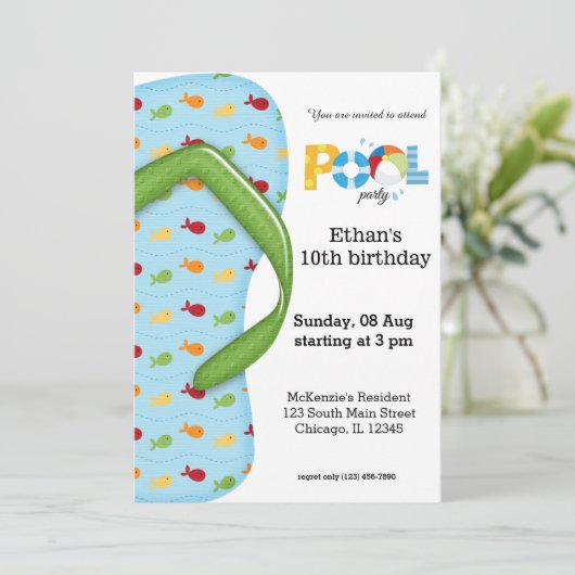 Party dreh Flop Pool Einladung (Stehend Vorderseite)
