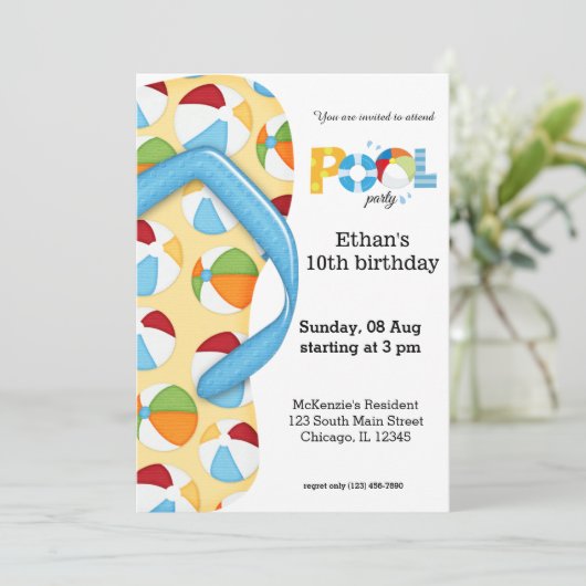 Party dreh Flop Pool Einladung (Stehend Vorderseite)