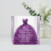 Party Dress Pearls Plum Lila Quinceanera Einladung (Stehend Vorderseite)
