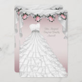 Party Dress Princess Rosa Quinceanera Einladung (Vorne/Hinten)