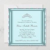 Party Dress Tiara Aquamarin Damask Quinceanera Einladung (Rückseite)
