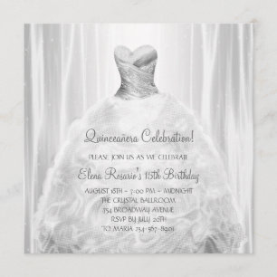 Party Dress White Quinceanera Einladungen