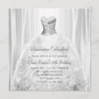 Party Dress White Quinceanera Einladungen