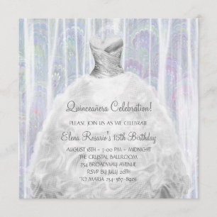 Party Dress White Quinceanera Einladungen