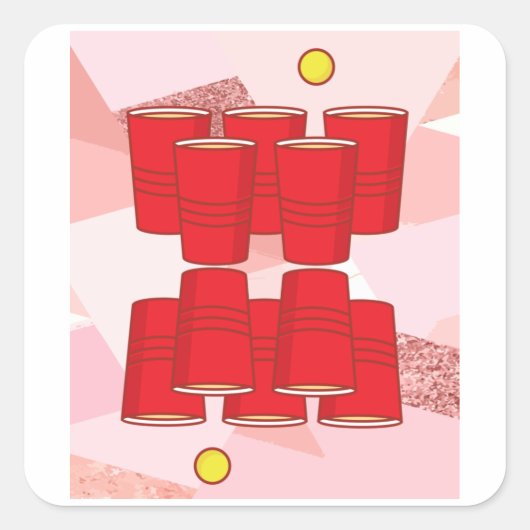 Party Drink Game Beerpong Beer Pong Quadratischer Aufkleber (Vorderseite)