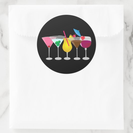 Party Drinks Runder Aufkleber (Tasche)