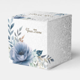 Party Dusty Blue Watercolor Blume Silber Elegant Geschenkschachtel