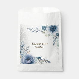 Party Dusty Blue Watercolor Blume Silber Elegant Geschenktütchen