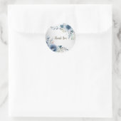 Party Dusty Blue Watercolor Blume Silber Elegant Runder Aufkleber (Tasche)