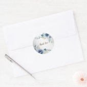 Party Dusty Blue Watercolor Blume Silber Elegant Runder Aufkleber (Umschlag)