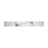 Party Dusty Blue Watercolor Blume Silver Shiny Einladungsbanderole (Flach)