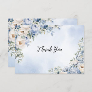 Party Dusty Blue Watercolor Elfenbeinfarbene Blume Dankeskarte