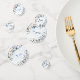 Party Dusty Blue Watercolor Elfenbeinfarbene Blume Konfetti