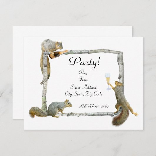 Party Eichhörnchen Einladung (Vorne/Hinten)