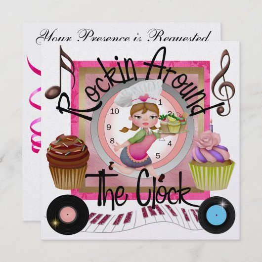 Party eines Royal Cupcake Rockin - SRF Einladung (Vorne/Hinten)