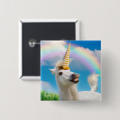 Party Einhorn und Regenbogen Button (Vorne & Hinten)