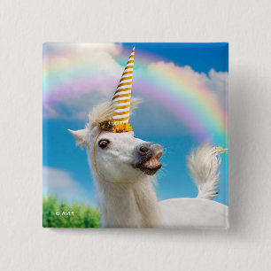 Party Einhorn und Regenbogen Button