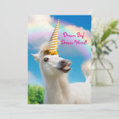 Party Einhorn und Regenbogen Einladung (Stehend Vorderseite)