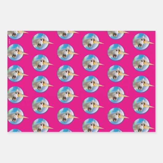 Party Einhorn und Regenbogen Geschenkpapier Set (Vorderseite 3)