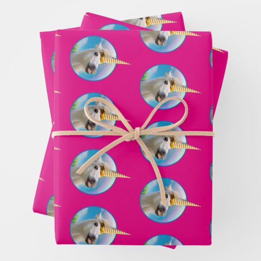 Party Einhorn und Regenbogen Geschenkpapier Set (Beispiel)