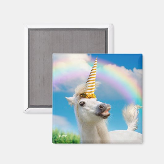 Party Einhorn und Regenbogen Magnet (Vorderseite/Rückseite)