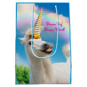 Party Einhorn und Regenbogen Mittlere Geschenktüte (Rückseite)