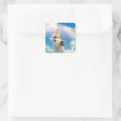 Party Einhorn und Regenbogen Quadratischer Aufkleber (Tasche)