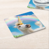 Party Einhorn und Regenbogen Rechteckiger Pappuntersetzer (angewinkelt)