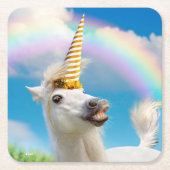 Party Einhorn und Regenbogen Rechteckiger Pappuntersetzer (Vorderseite)