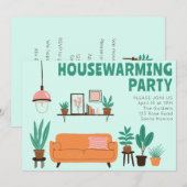 Party einladen Niedliches Wohnzimmer Sofa Einladung (Vorne/Hinten)