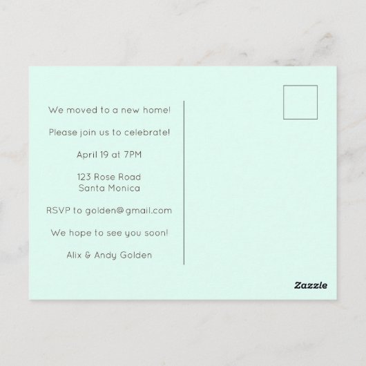 Party einladen Niedliches Wohnzimmer Sofa Postkarte (Rückseite)