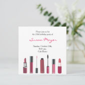 Party Einladende Karte Lipstick mit rotem Fun (Stehend Vorderseite)