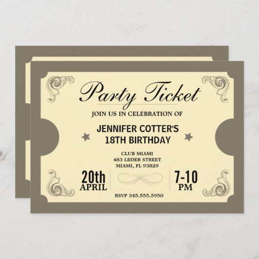 Party Einladung (Vorne/Hinten)