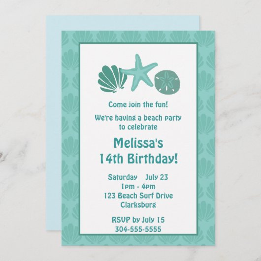 Party Einladung (Vorne/Hinten)