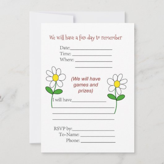 Party Einladung (Rückseite)